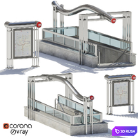 Subway station entrance 3D Model Vray, Corona