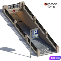 Entrance / Exit to the underground parking 3D Model Vray, Corona
