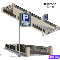 Entrance / Exit to the underground parking 3D Model Vray, Corona