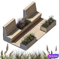 Parklet with two benches 3D Model Corona