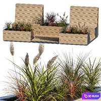 Parklet with two benches 3D Model Corona