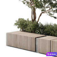 Urban Environment_Urban Furniture_Green Benches_Plants tree grass 17 corona 3D Model Corona
