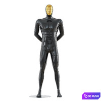 Black mannequin with gold mask 166 3D Model Vray