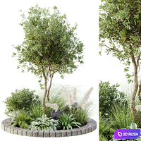 Outdoor plant set 05 3D Model Vray, Corona