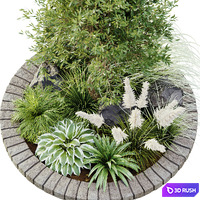 Outdoor plant set 05 3D Model Vray, Corona
