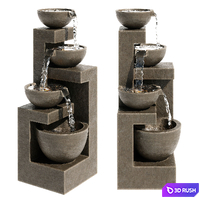Four Bowl High Gray LED Cascading Outdoor Fountain 3D Model Corona