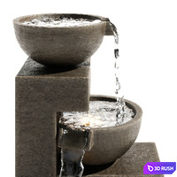 Four Bowl High Gray LED Cascading Outdoor Fountain 3D Model Corona