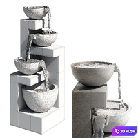 Four Bowl High Gray LED Cascading Outdoor Fountain 3D Model Corona