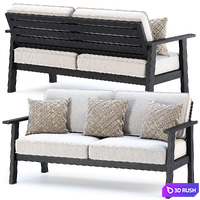 Jack wooden loveseat / Double wooden garden sofa 3D Model Corona