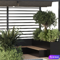 Landscape Furniture by pool with Pergola and Roof garden 08 3D Model Corona