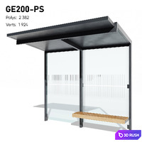 GEOMERE Flat Roof Public Transport Waiting Pavilion by mmcité (Refillable) 3D Model Vray, Corona