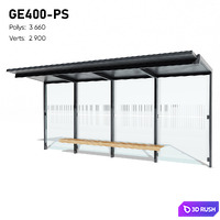 GEOMERE Flat Roof Public Transport Waiting Pavilion by mmcité (Refillable) 3D Model Vray, Corona