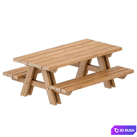 Outdoor Wooden Picnic Table 3D Model Vray, Corona