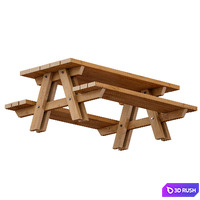Outdoor Wooden Picnic Table 3D Model Vray, Corona