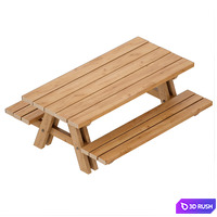Outdoor Wooden Picnic Table 3D Model Vray, Corona