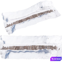 Winter path made of wood 3D Model