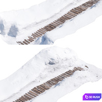 Winter path made of wood 3D Model Vray, Corona