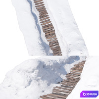 Winter path made of wood 3D Model Vray, Corona