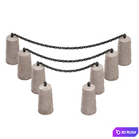 Fencing. Concrete poles with chains. 3D Model Vray, Corona