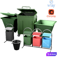 Dumpster set 3D Model Vray, Corona