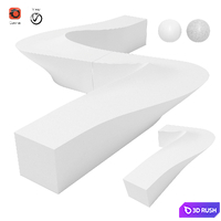 Bench Wave 3D Model Vray, Corona