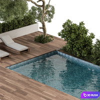 Backyard and Landscape Furniture with Pool - Set 63(Corona) 3D Model Corona