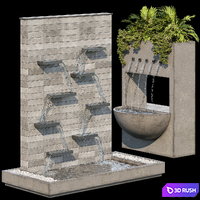 Waterfall fountains cascade 02 3D Model Vray, Corona
