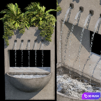Waterfall fountains cascade 02 3D Model Vray, Corona