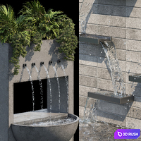 Waterfall fountains cascade 02 3D Model Vray, Corona