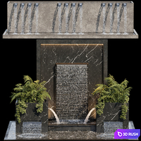 Waterfall fountains cascade 04 3D Model Vray, Corona
