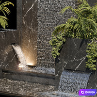 Waterfall fountains cascade 04 3D Model Vray, Corona
