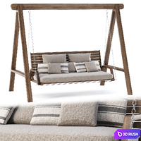 Mary wooden double garden swing MR45 by Bpoint Design / Wooden garden swing 3D Model Corona