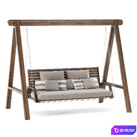 Mary wooden double garden swing MR45 by Bpoint Design / Wooden garden swing 3D Model Corona