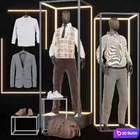 Clothing store showcase 3 3D Model Vray, Corona