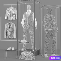 Clothing store showcase 3 3D Model Vray, Corona