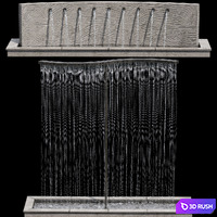 Waterfall fountains cascade 15 3D Model Vray, Corona