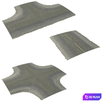 Seamless two lane road with crossroads 3D Model Vray, Corona