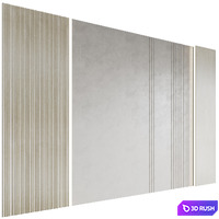 Decorative wall panels Wood 2 3D Model Vray, Corona