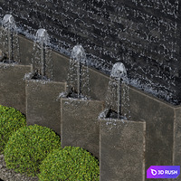 Waterfall fountains cascade 16 3D Model Vray, Corona