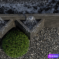 Waterfall fountains cascade 16 3D Model Vray, Corona