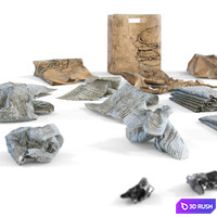 Newspaper, wrappers and bag 3D Model Vray, Corona