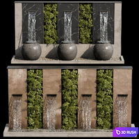 Waterfall fountains cascade 20 3D Model Vray, Corona