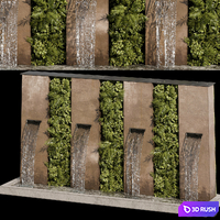 Waterfall fountains cascade 20 3D Model Vray, Corona