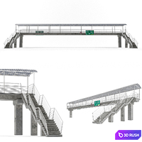 Lowpoly Pedestrian Bridge 3D Model Vray