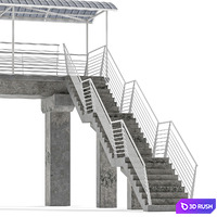 Lowpoly Pedestrian Bridge 3D Model Vray