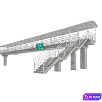 Lowpoly Pedestrian Bridge 3D Model Vray