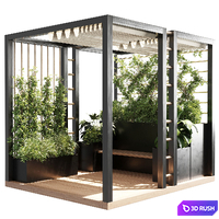 Landscape Furniture with Pergola and Roof garden 19 3D Model Vray, Corona