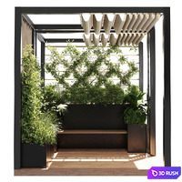 Landscape Furniture with Pergola and Roof garden 19 3D Model Vray, Corona