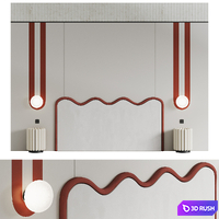 Wavey headboard 3D Model Vray, Corona