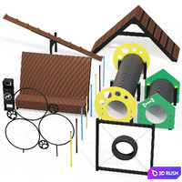 Dog playground equipment set 2 3D Model Vray, Corona
